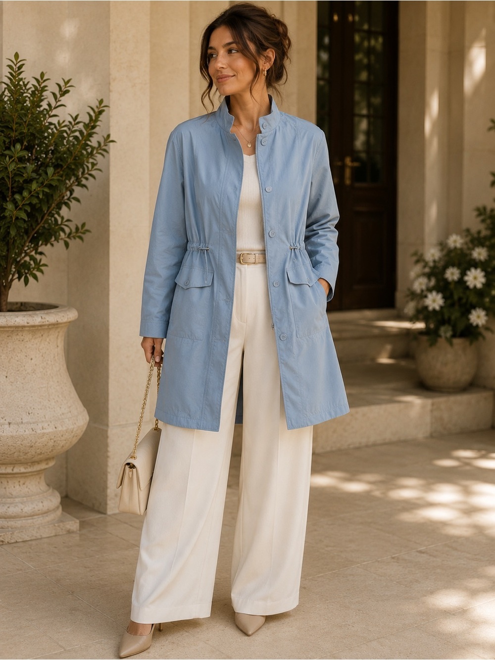 Women's London Fog Light Blue Jacket Size Large |
Adjustable Waist Lightweight - Picture 1 of 13